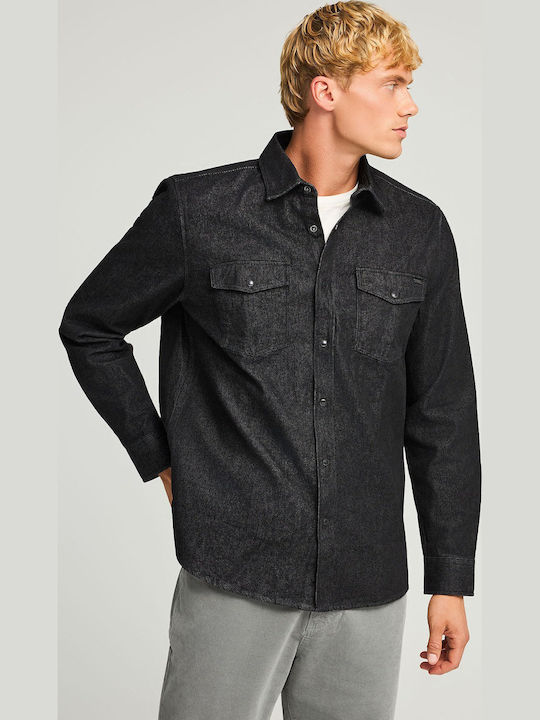 Funky Buddha Long-sleeved Denim Shirt Black