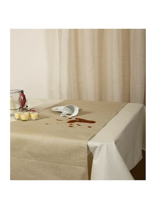 Viopros Christmas Stain-resistant Tablecloth Beige L160xW160cm.