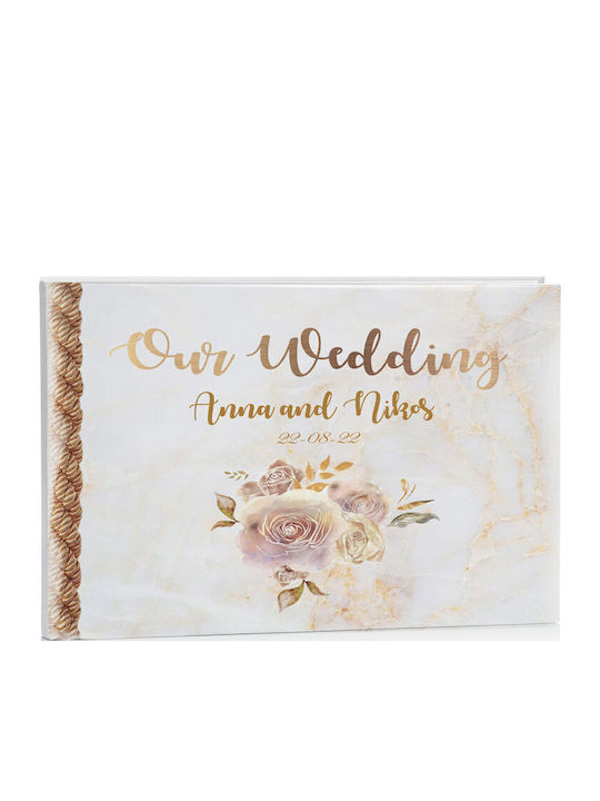 Wedding Wish Book Marble & Roses 27 X 21 Cm D15010 Bal-d15010-marble