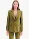 Forel Long Women's Crepe Waisted Blazer Olive