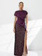 Set with Satin Maxi Skirt Purple