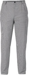 Kochhose Elastische Taille Knopf Kariert 100% Baumwoll Chef Small Schwarze Karo