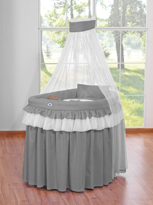 My Sweet Baby Wooden Moses Basket with Stand & Canopy Gray