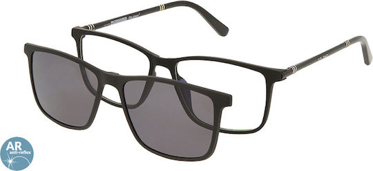 Ramă ochelari Solano Cl 90205a pentru bărbați cu prindere polarizată din plastic negru 55 mm