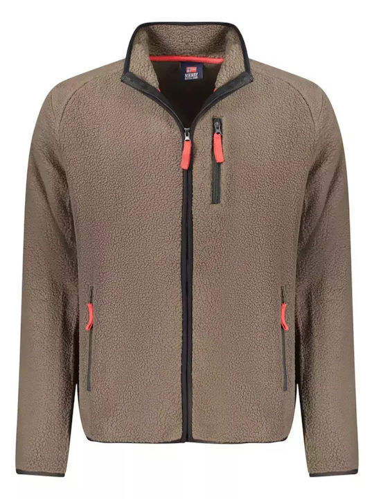 Men's Fleece Cardigan Brown