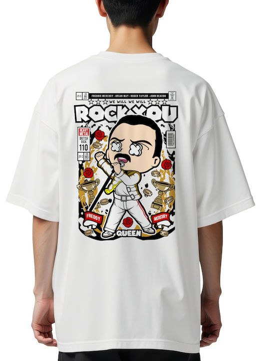 Oversized T-shirt Freddy Mercury Pop Culture White