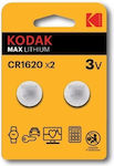Kodak Max Lithium Μπαταρίες Ρολογιών CR1620 2τμχ