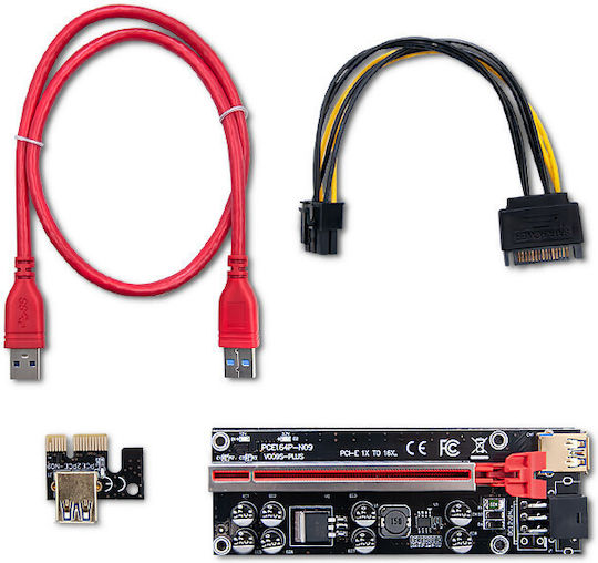 Qoltec Pci-e 1x To 16x Riser Usb 3.0 Ver 009s Plus Sata Pci-e 6 Pin