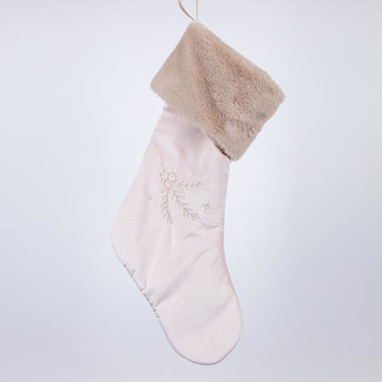 Șosetă Decorativă de Crăciun material textil L45xl25cm. Roz 2buc