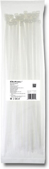 Qoltec Cable Ties Plastic 400mm x 7.2mm in White Colour (50 pcs) (52221)