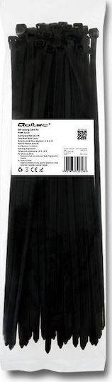 Qoltec Plastic Cable Ties 350mm x 7.2mm in Black Colour (50 pcs)