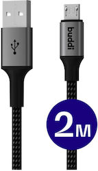 Buddi Regular USB 2.0 σε micro USB 2m Μαύρο