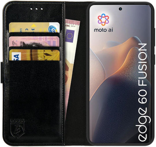 Rosso Brieftasche Synthetisches Leder Schwarz (Motorola Edge 60 Fusion)