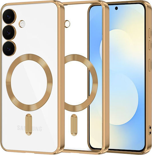 Techsuit Luxury Crystal Umschlag Rückseite Silikon Gold (Galaxy S25 FE)