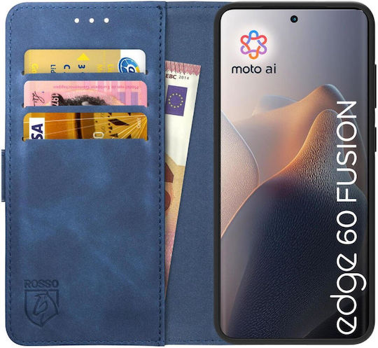 Rosso Портмоне Изкуствена кожа Син (Motorola Edge 60 Fusion)