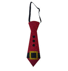 Red Tie with Santa Claus Pattern