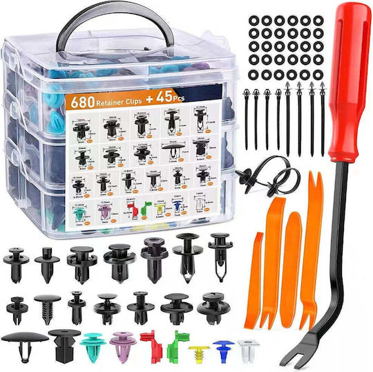 Lean Auto Fixing Clips Set Plastic 680 Pieces 23 Sizes Organizer Included Multicolor