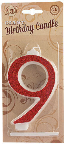 Giant Number Candles No.9 Red Lumea