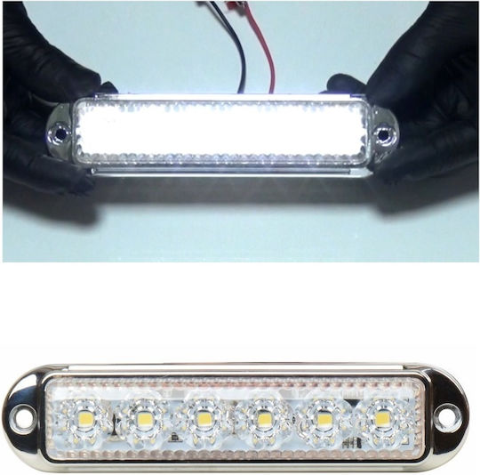 Led Светлини За Товарни Автомобили Хромирани 6 Led 12v 24v Ip68 Бели 132mm 46mm