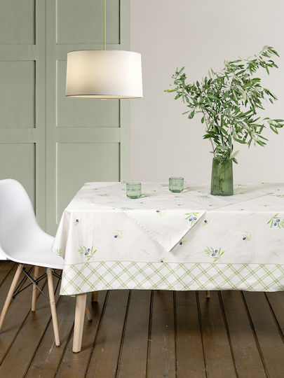 Nima Τραπεζομάντηλο Βαμβακερό Σετ Olive Olive 140x140εκ.
