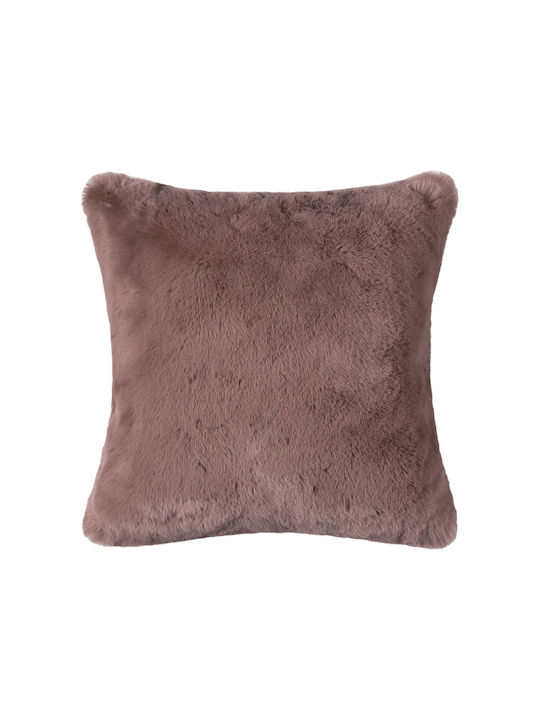 Silk Fashion Decorative Pillow Case Rabbit Fur in Furry Purple 45x45cm