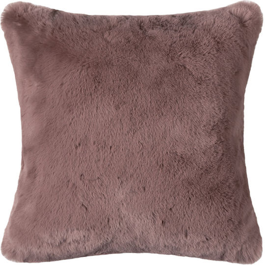 Silk Fashion Decorative Pillow Case Rabbit Fur in Furry Purple 45x45cm