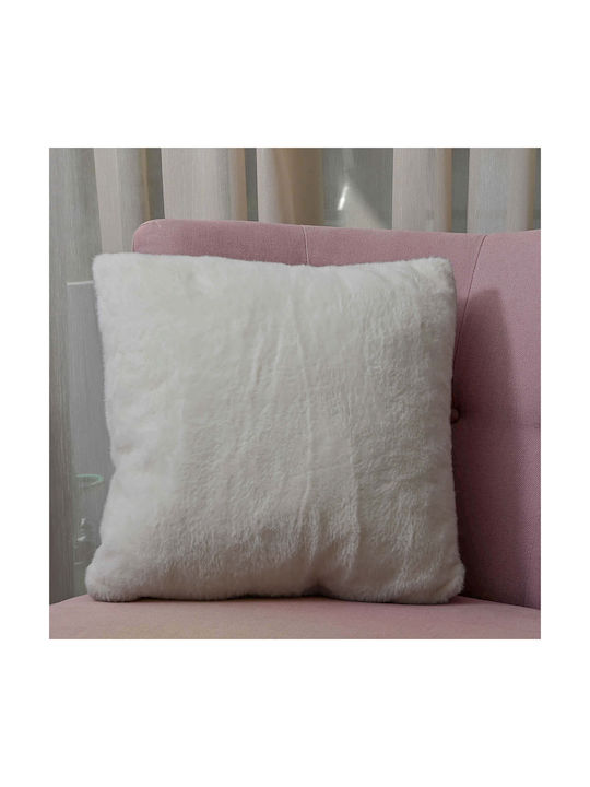 Μαξιλάρι Καναπέ από Γούνα Ivory 45x45εκ.