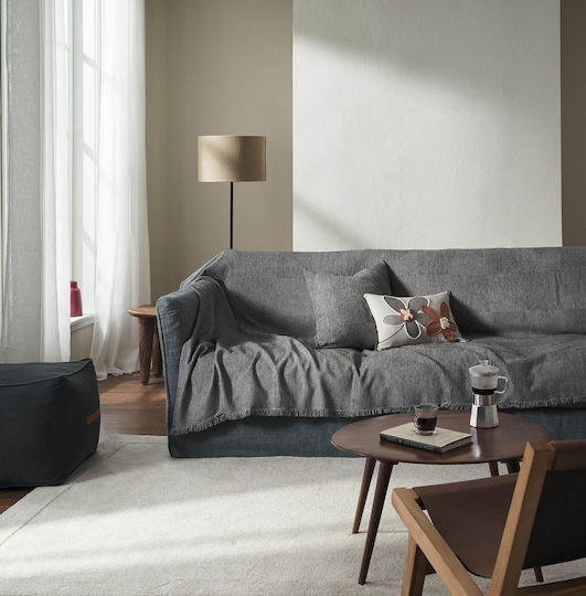 Gofis Home Zephyr Armchair Throw Chenille 146x180cm Ink Grey 146/15