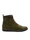 Leather Women's Ankle Boots Green