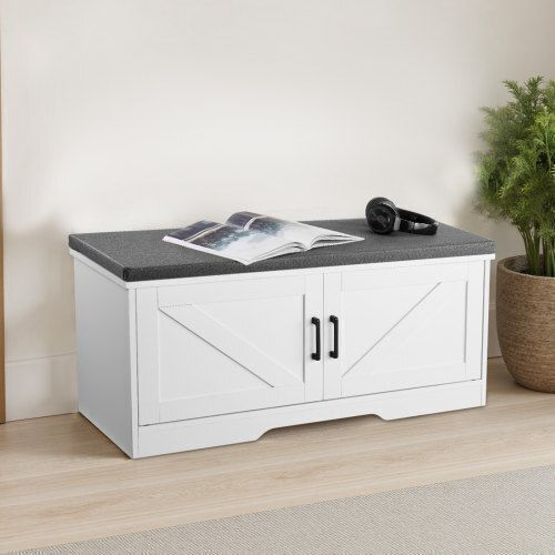Entry Furniture with Shoe Rack & Bench White, Black 100x35.5x46cm