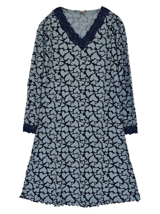 Ustyle Winter Damen Nachthemd Blue