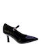 Leather Black Heels with Strap