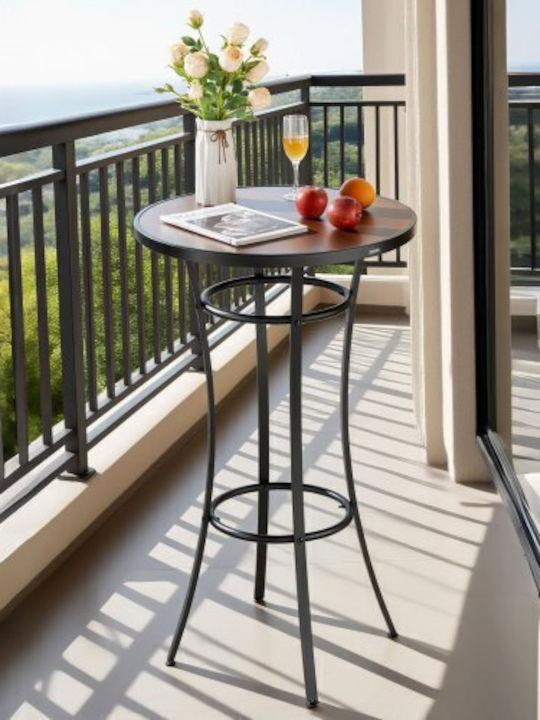 Outdoor Bar Free Standing Metal Table Black 60x60x101cm