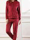 Women's Bordeaux Set with Pants with Elastic in Straight Line