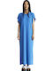 Summer Maxi Dress Black Sky Blue