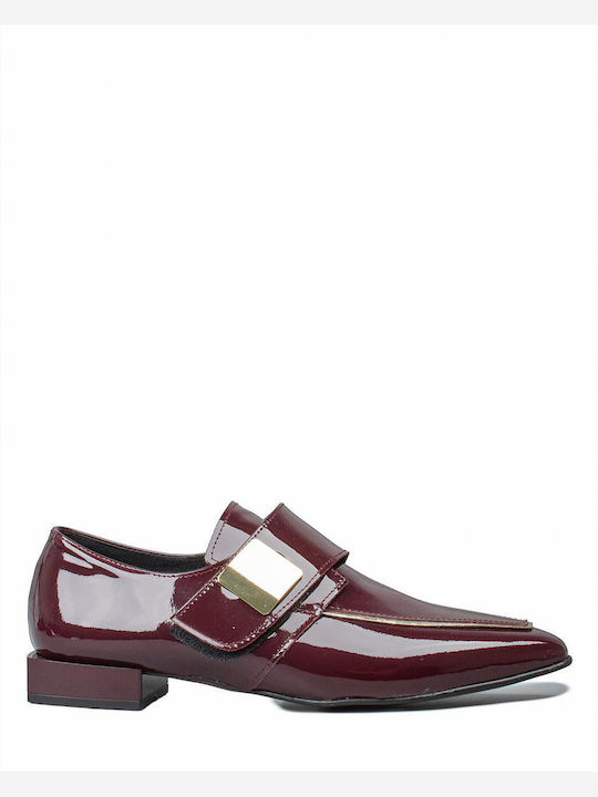 Δερμάτινα Γυναικεία Loafers σε Μπορντό Χρώμα