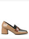 Leather Women's Loafers in Brown Color