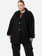 Γυναικείο Μαύρο Παλτό Oversized με Κουμπιά