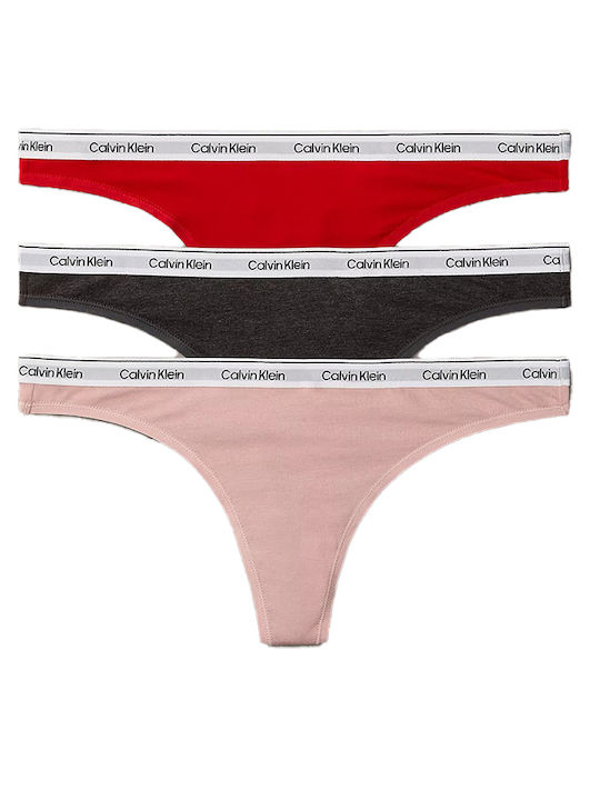 Calvin Klein Modern Βαμβακερά Women's String 3Pack
