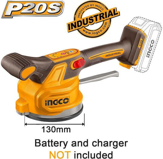 Ingco Battery Tile Suction Cup Vibrator 20v Li-ion Solo Φ 130mm 60kg Ctvli2001