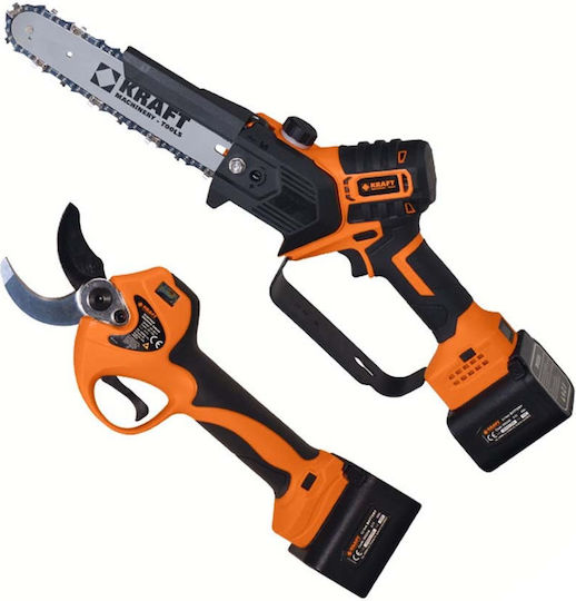 Kraft World 691164 Set Chainsaw & Pruning Shear 21V with 2 Batteries 4Ah