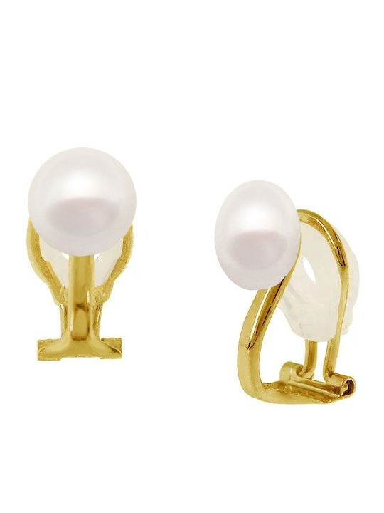 Earrings 925 Silver Gold Plated Base White Pearls G123447