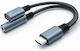 Qoltec Адаптер 2-в-1 USB-C USB-C 3.5 мм жак PD 15W 10 см алуминий