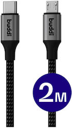Buddi Flex Type-C σε MicroUSB Μαύρο 2m