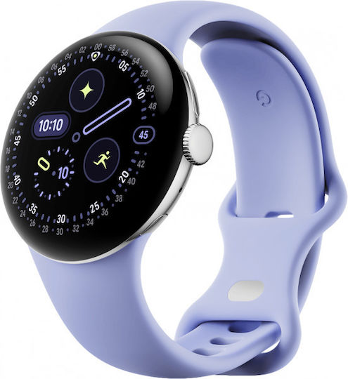 Google Pixel Watch 4 Aluminium 41mm with Heart Rate Monitor (Polished Silver Aluminium Case/Iris Active Band)