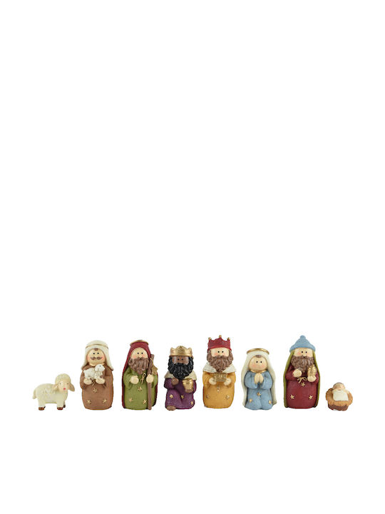 Kaemingk Katoikonhome Set of 8 Figures Christmas Manger Polyresin Multicolour 9.5 cm