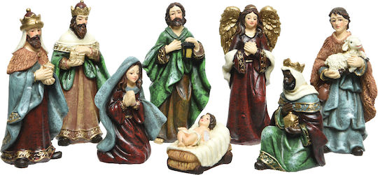 Kaemingk Katoikonhome Set of 8 Christmas Figures Christmas Manger Polyresin 9 cm