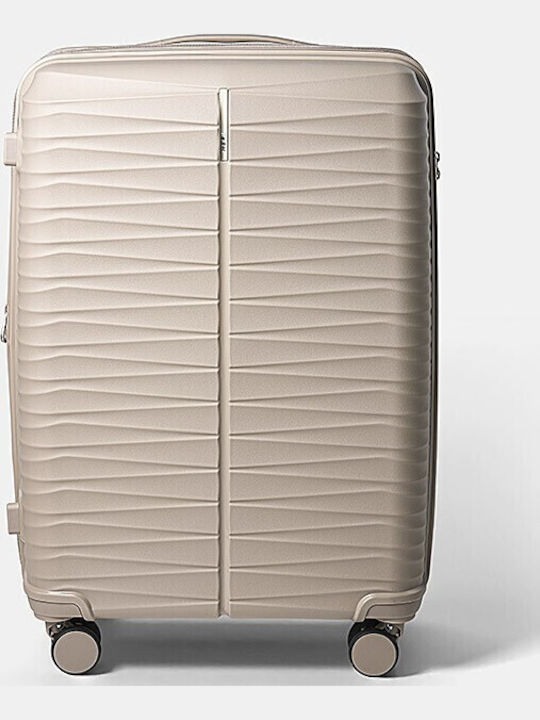 Paulter Medium Hard Beige Suitcase with 4 Wheels