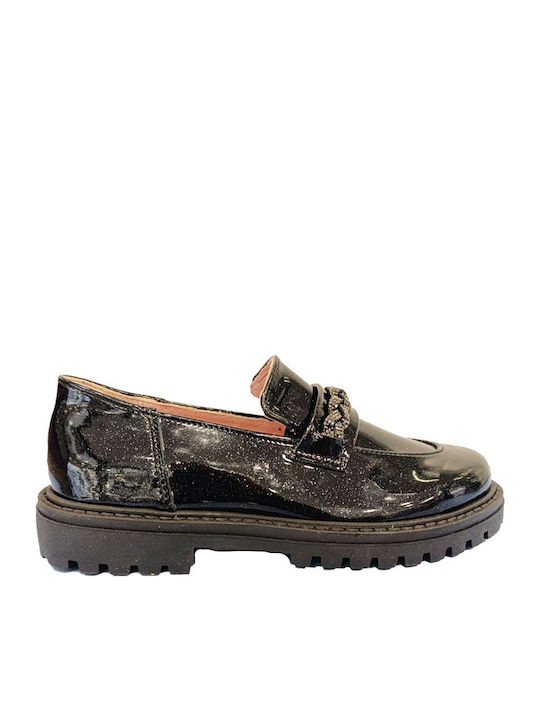 Girls Anatomic Patent Leather Moccasins Black