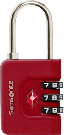 Samsonite 3dial Stahl Vorhängeschloss Messing Kombination mit TSA-Zertifizierung 32mm Red 1Stück